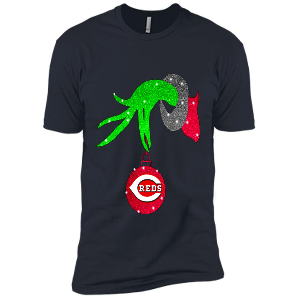 GRINCH HAND HOLDING CINCINNATI REDS GLITTER CHRISTMAS PINGPONG