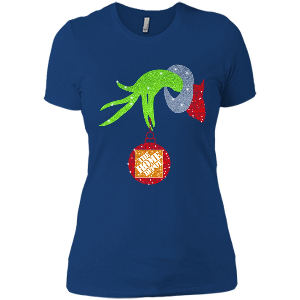 Grinch hand holding Logo HomeDepot Glitter Christmas - Ladies' Boyfriend T-Shirt