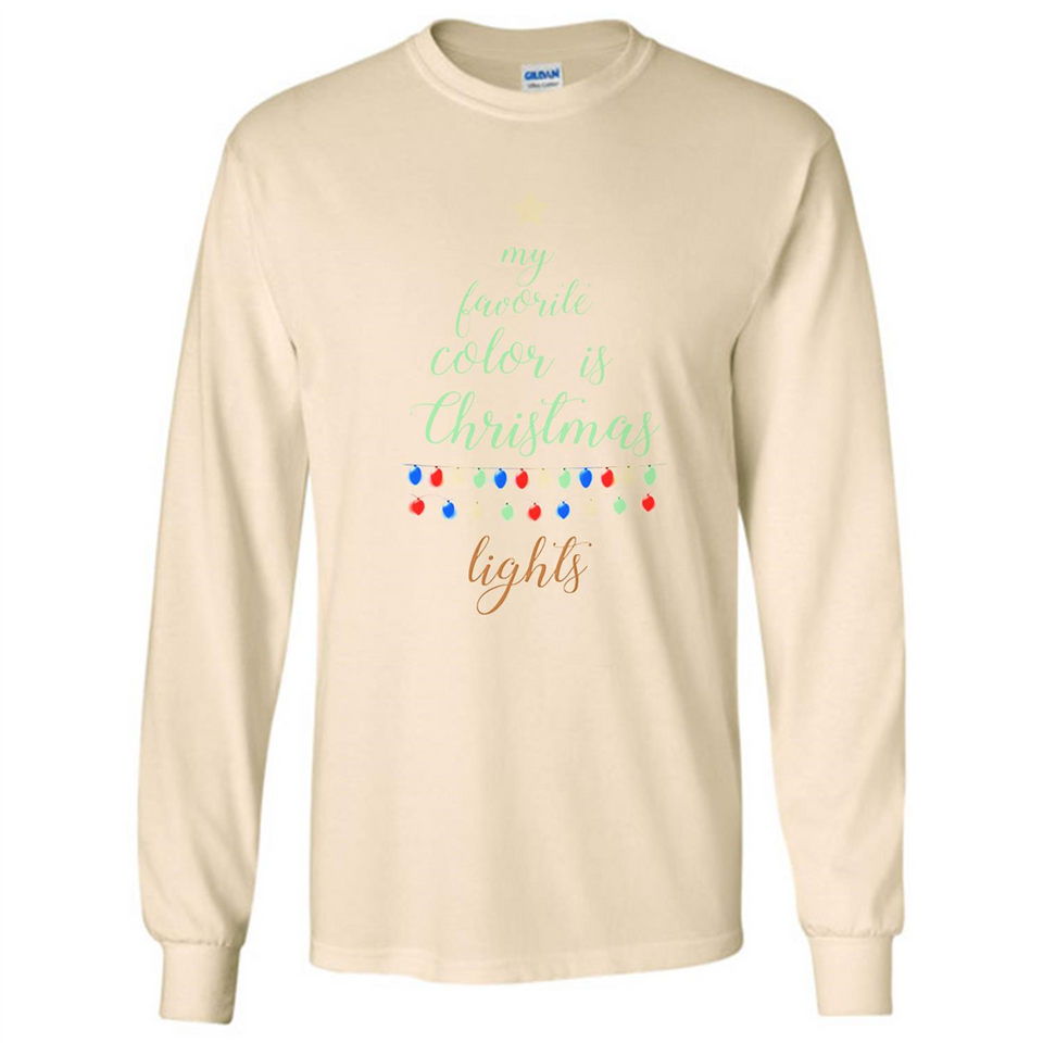 My Favorite Color is Christmas Lights Xmas Sporty T-Shirt - Long Sleeve T-Shirt