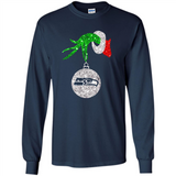 Funny Seattle Seahawks Glitter Grinch Monogram Ornament Christmas Gift - Long Sleeve T-Shirt