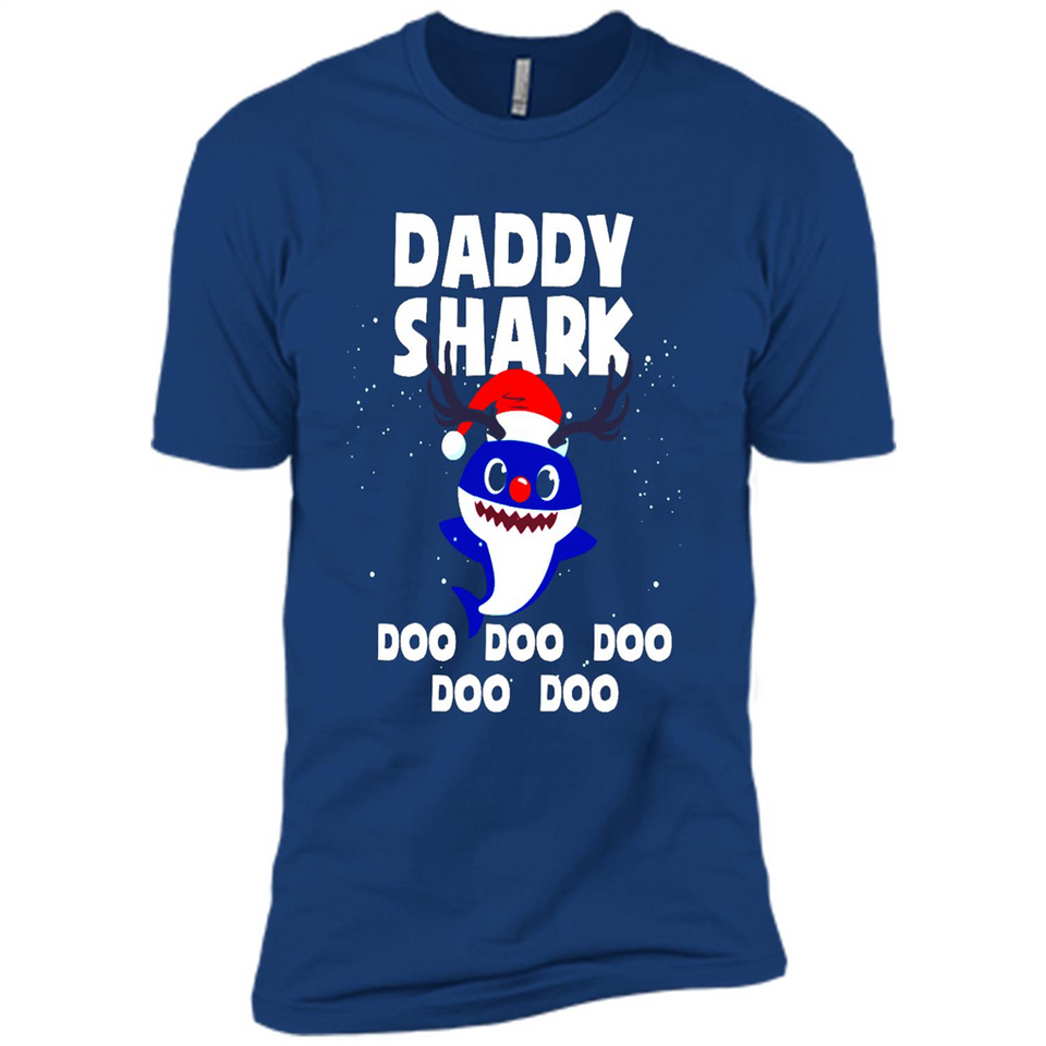 Daddy Shark Costume Reindeer Funny Christmas T-Shirt - Premium Short Sleeve T-Shirt