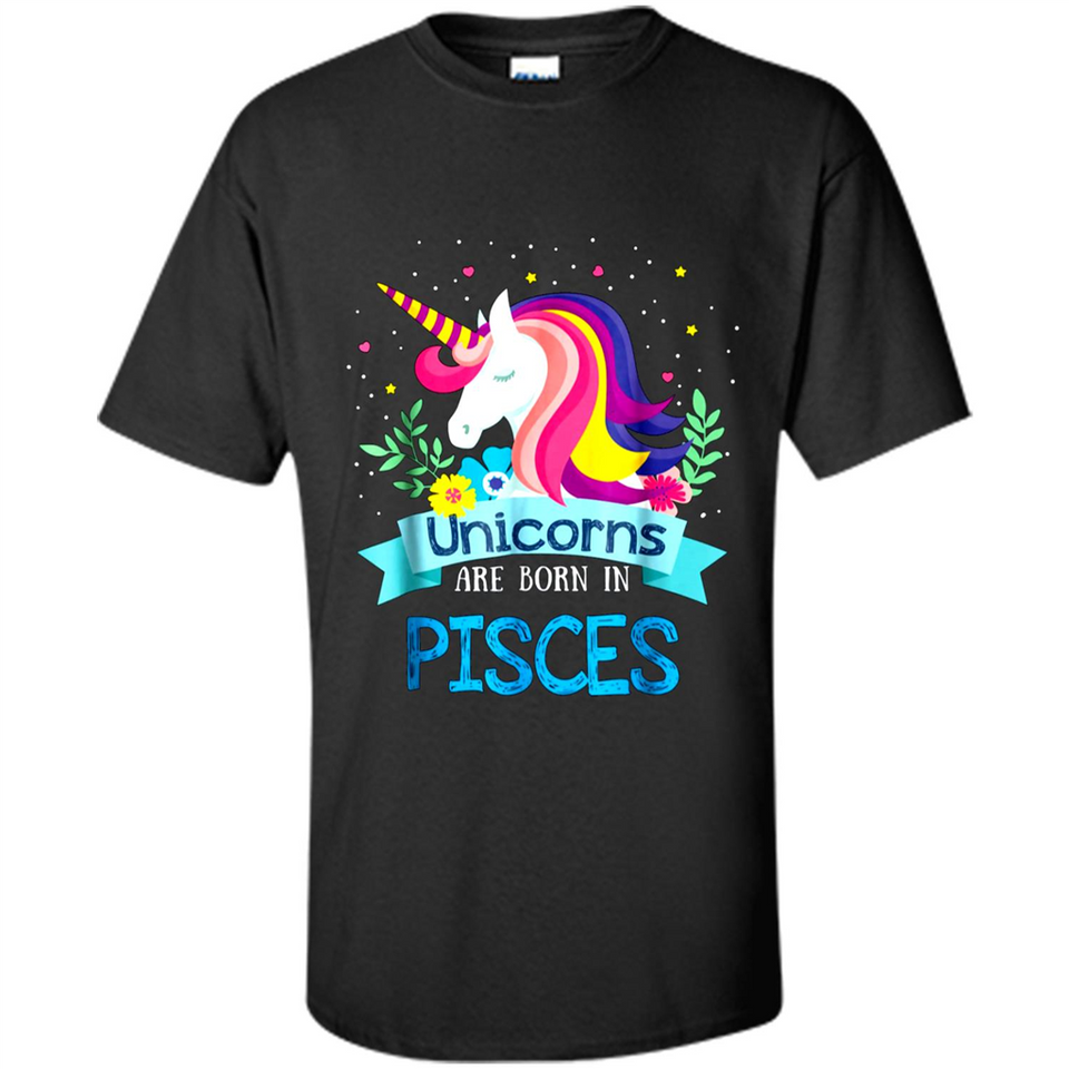 Unicorns are born in Pisces Birthday Rainbow Gift Ladies Custom