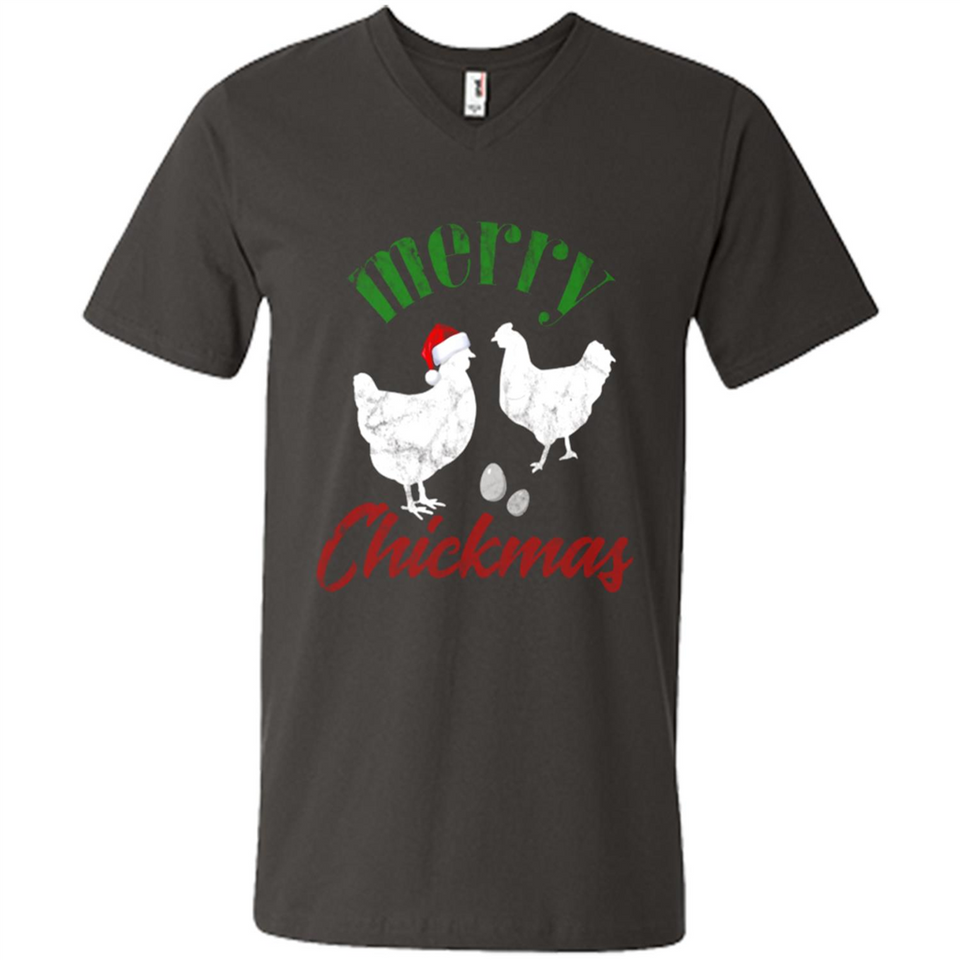 Christmas Chicken Shirt Santa Hens Lover Funny Farmer Gift - Men's V-Neck