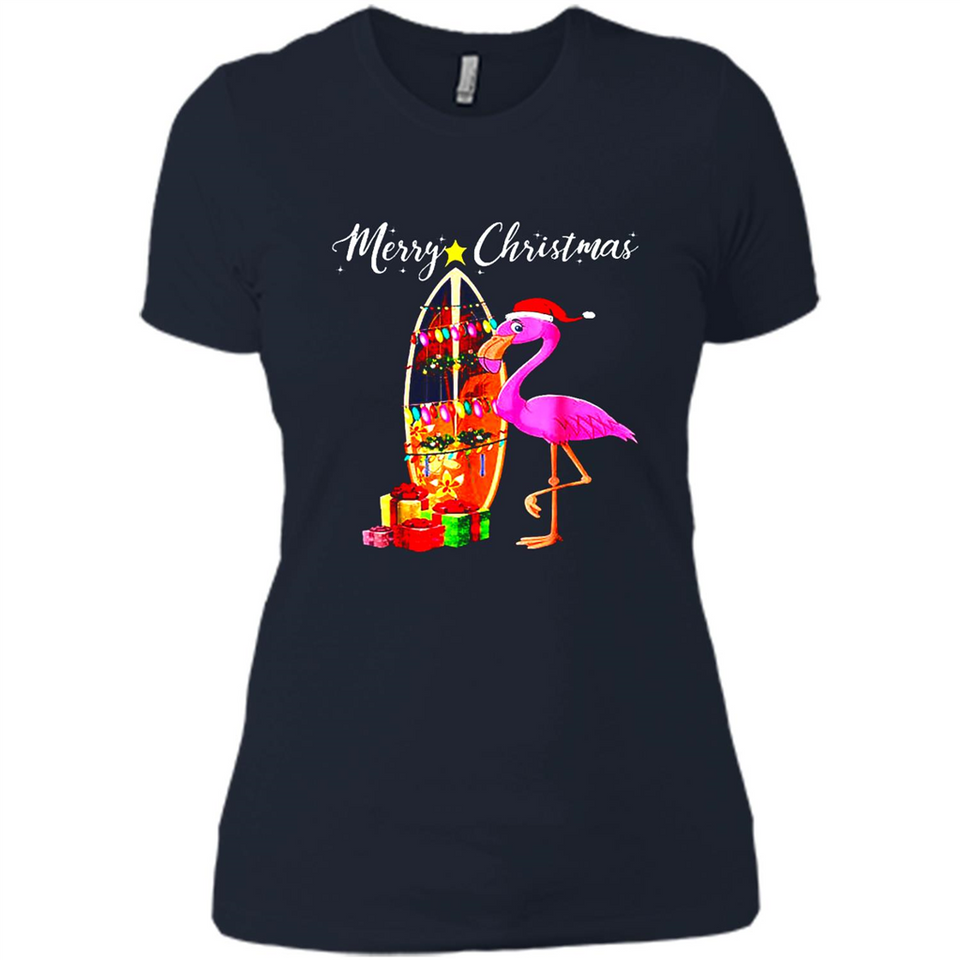 Flamingo Christmas Shirt, Merry Christmas Shirt , Flamingo - Ladies' Boyfriend T-Shirt