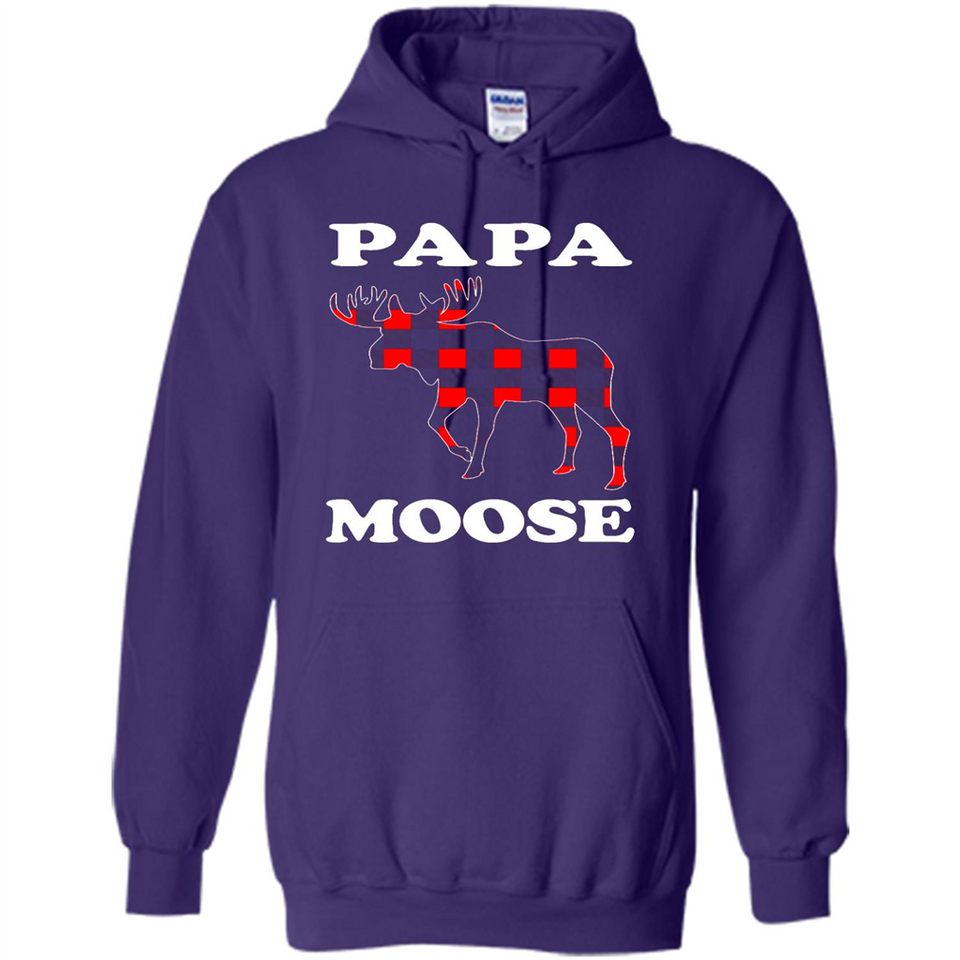 Papa Moose Funny Christmas Plaid Buffalo T-Shirt - Hoodie
