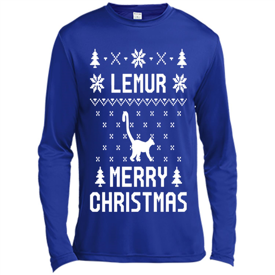 Vintage Tee For Women Men Graphic Shirts Lemur Ugly Christmas Sweater - Canvas Long Sleeve T-Shirt