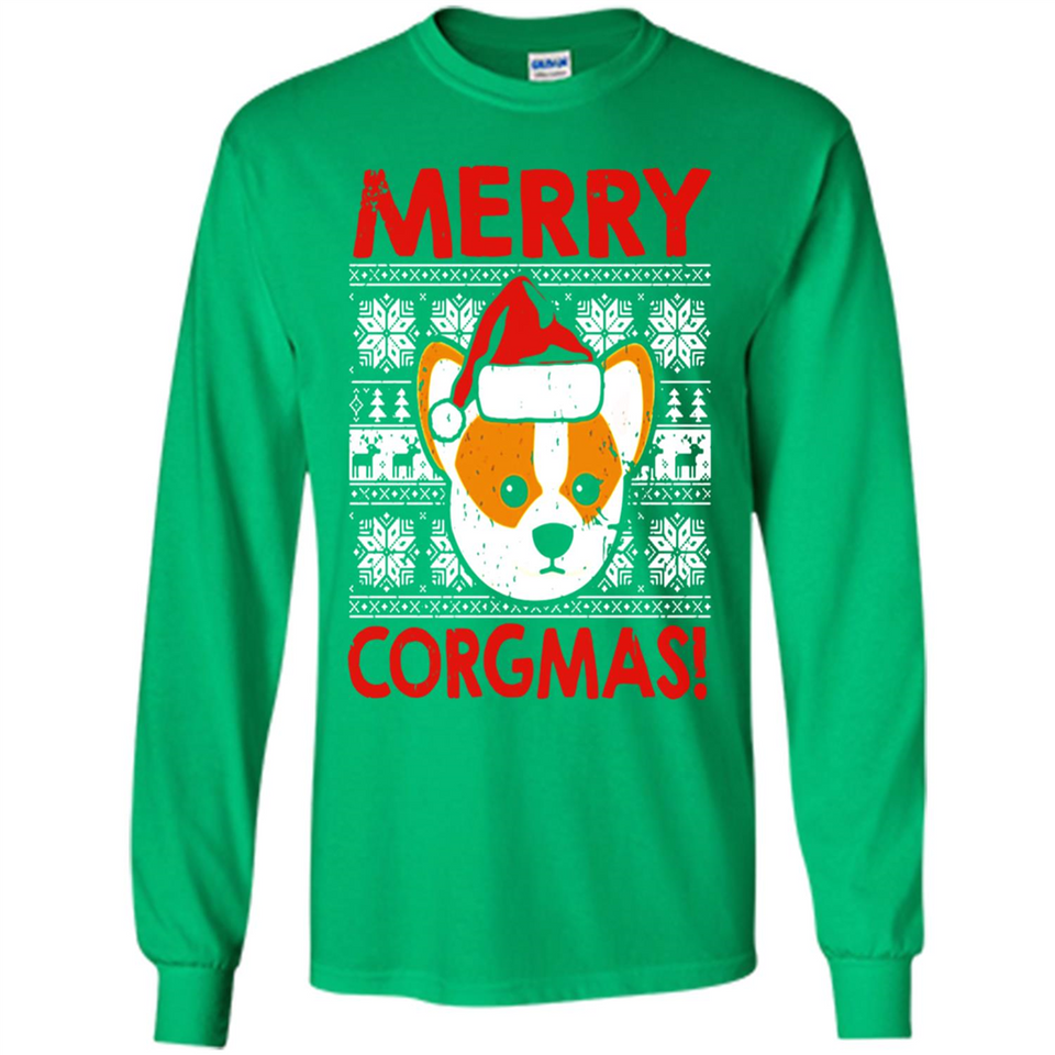 Funny Christmas Santa Corgi Dog Merry Corgmas - Long Sleeve T-Shirt