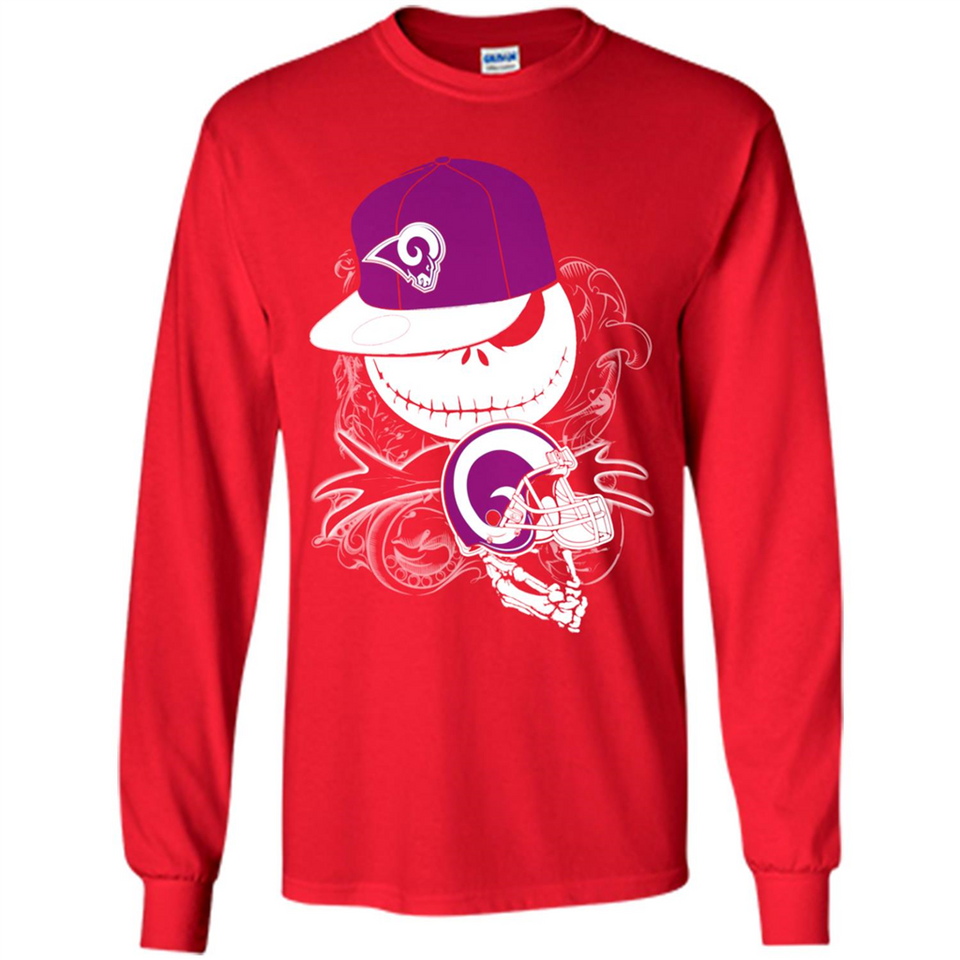 Jack Skellington The Nightmare Before Christmas-Rams Football - Long Sleeve T-Shirt