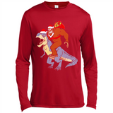 Bigfoot Riding Dinosaurus T-Shirt Funny Bigfoot Santa - Canvas Long Sleeve T-Shirt