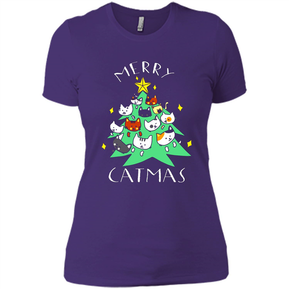 Merry Catmas Funny Cool Christmas Mug PINGPONG - Ladies' Boyfriend T-Shirt