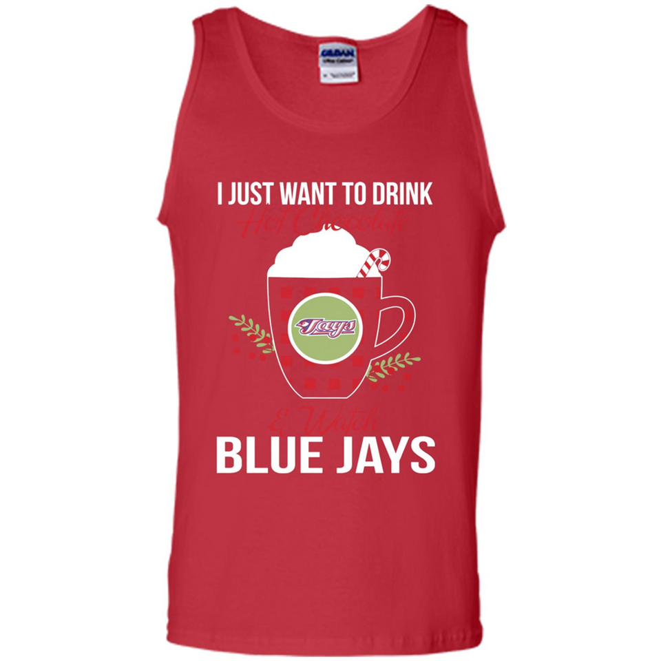 I Just Want To Drink Hot Chocolate & Watch Toronto Blue Jays Ugly Christmas Sweater PINGPONG
