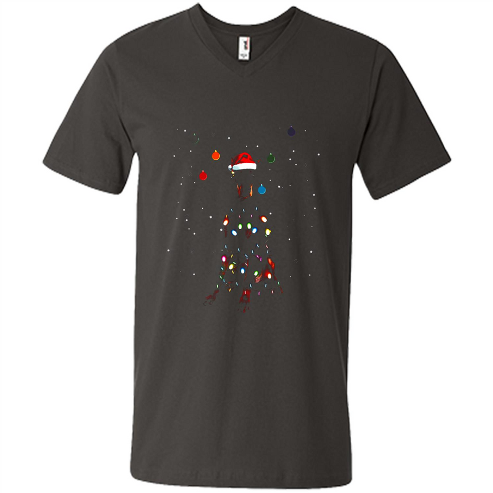 Doberman Santa Lights Christmas Dog Xmas Sweatshirt - Men's V-Neck
