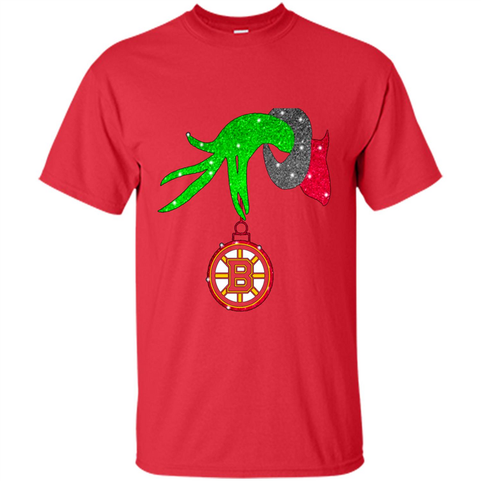 GRINCH HAND HOLDING BOSTON BRUINS GLITTER CHRISTMAS PINGPONG