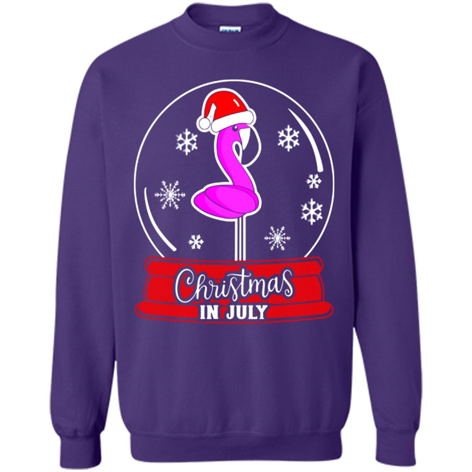 Christmas In July Flamingo Snow Globe Santa Hat - Sweatshirt