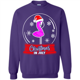 Christmas In July Flamingo Snow Globe Santa Hat - Sweatshirt
