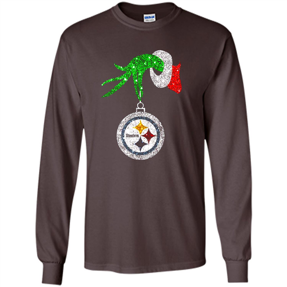 Fantastic Pittsburgh Steelers Glitter Grinch Monogram Ornament Christmas Gift - Long Sleeve T-Shirt
