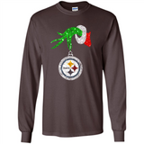 Fantastic Pittsburgh Steelers Glitter Grinch Monogram Ornament Christmas Gift - Long Sleeve T-Shirt