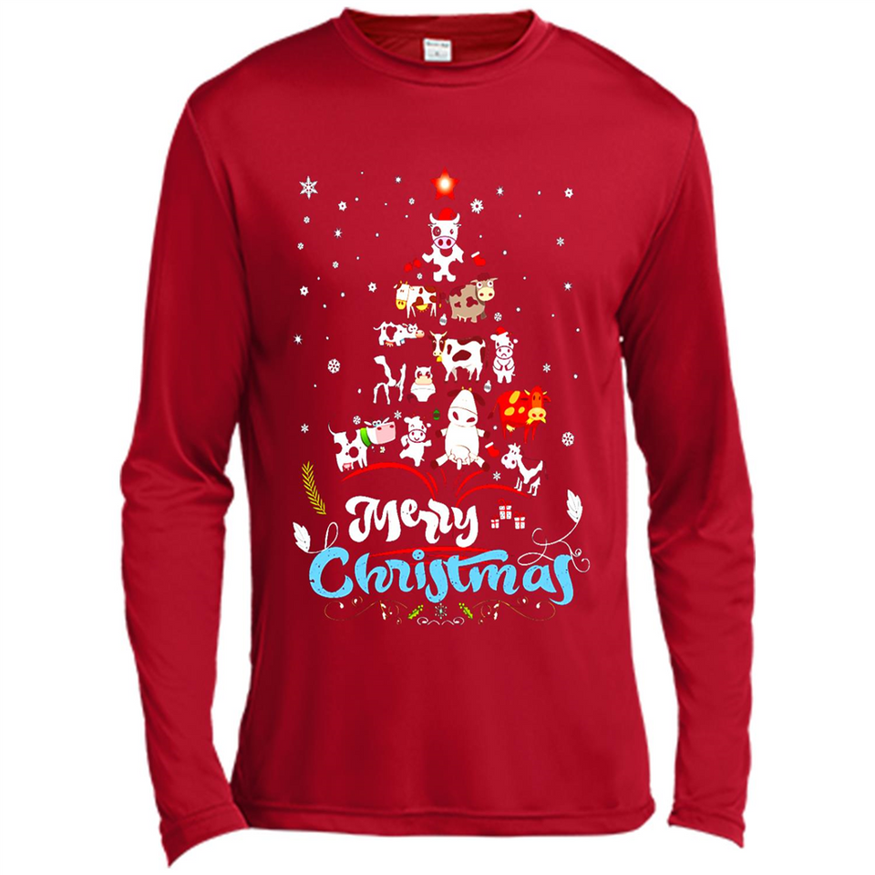 Christmas Ugly Sweater Animal Tree Pine Merry Christmas - Canvas Long Sleeve T-Shirt