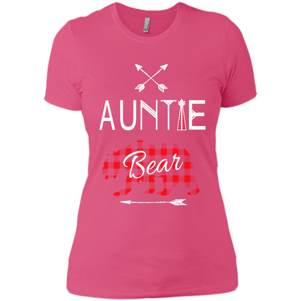Aunt Shirt Buffalo Plaid Family Camp Bear Tee - Ladies' Boyfriend T-Shirt