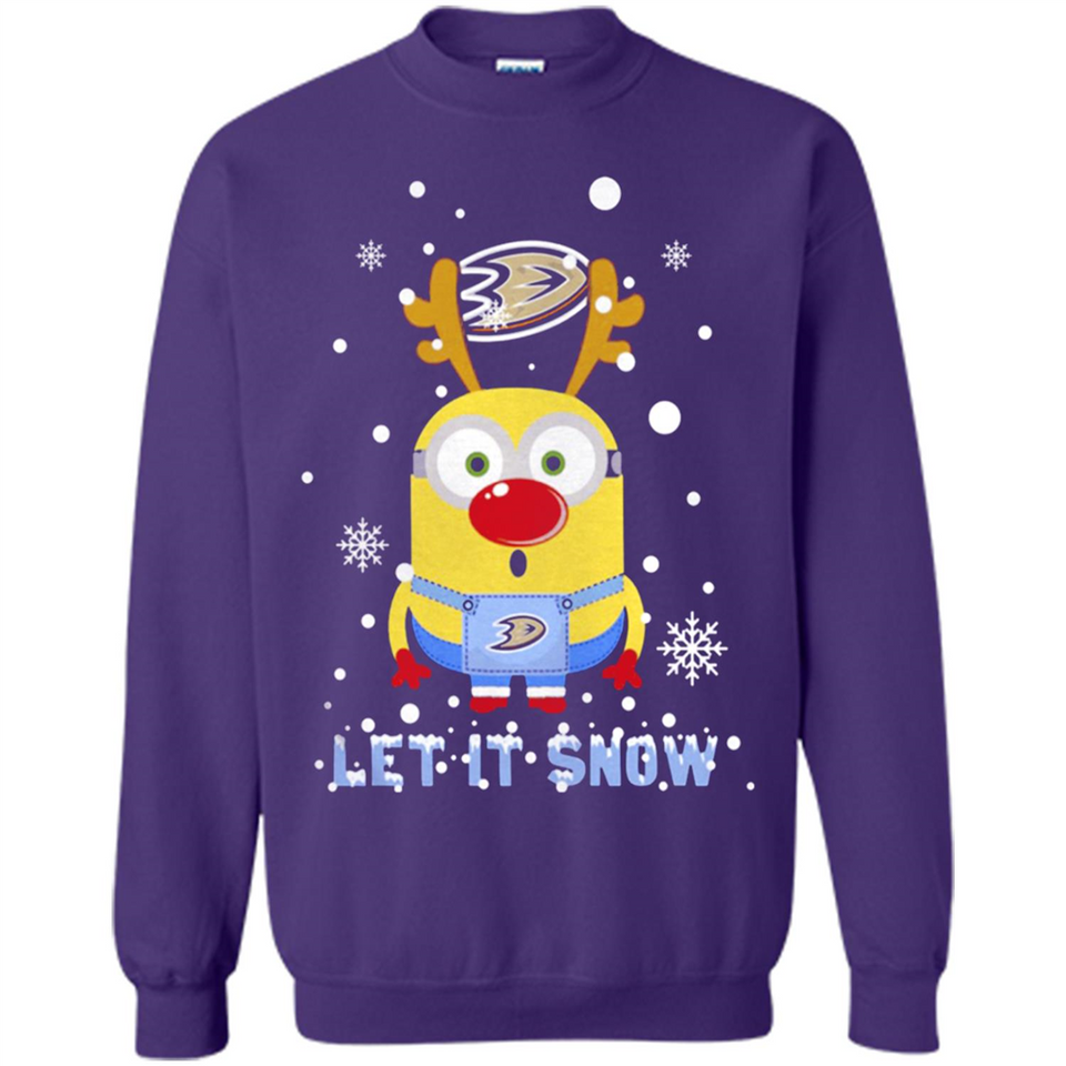 Minion Anaheim Ducks Ugly Christmas Sweater Let it Snow - Sweatshirt