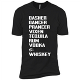 Dasher Dancer Prancer Vixen Tequila Rum Vodka Whiskey Reindeer Christmas T-Shirt - Premium Short Sleeve T-Shirt
