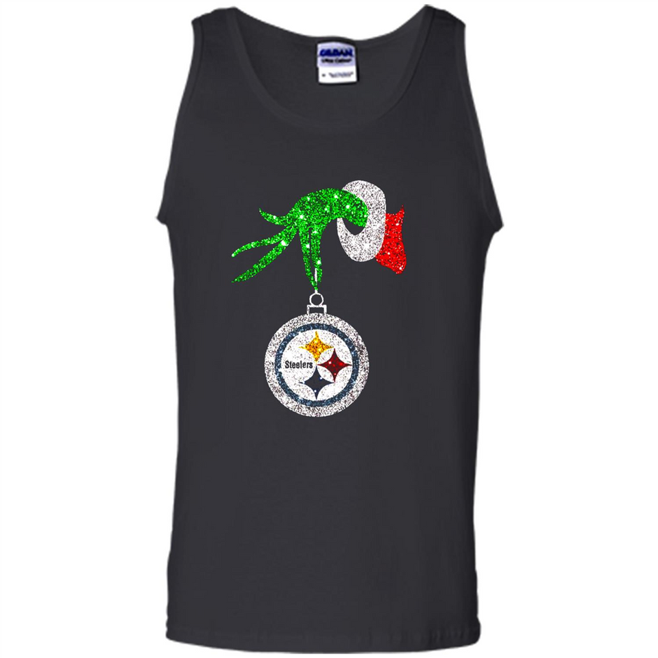 Fantastic Pittsburgh Steelers Glitter Grinch Monogram Ornament Christmas Gift - Tank Top