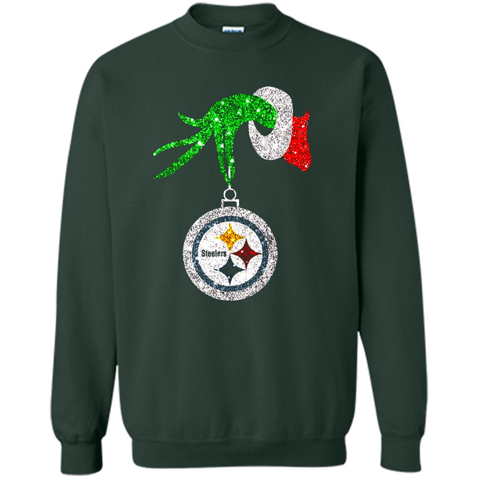 Fantastic Pittsburgh Steelers Glitter Grinch Monogram Ornament Christmas Gift - Sweatshirt