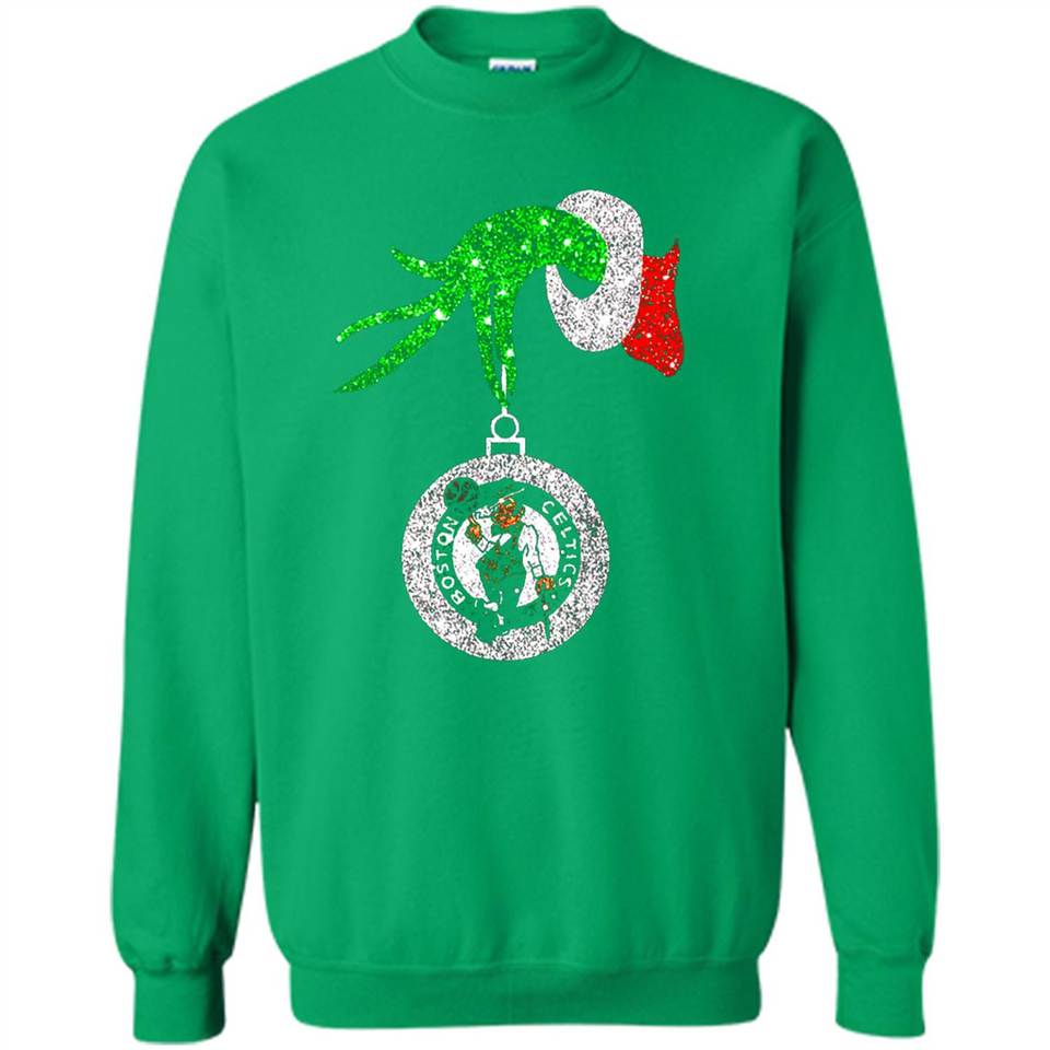 Amazing shirt Boston Celtics Glitter Grinch Monogram Ornament Christmas Gift - Sweatshirt