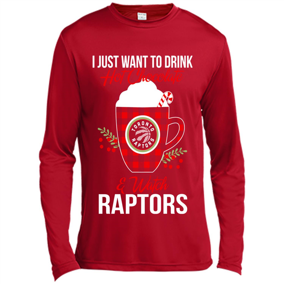 I Just Want To Drink Hot Chocolate & Watch Toronto Raptors Ugly Christmas Sweater PINGPONG