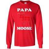 Papa Moose Funny Christmas Plaid Buffalo T-Shirt - Long Sleeve T-Shirt