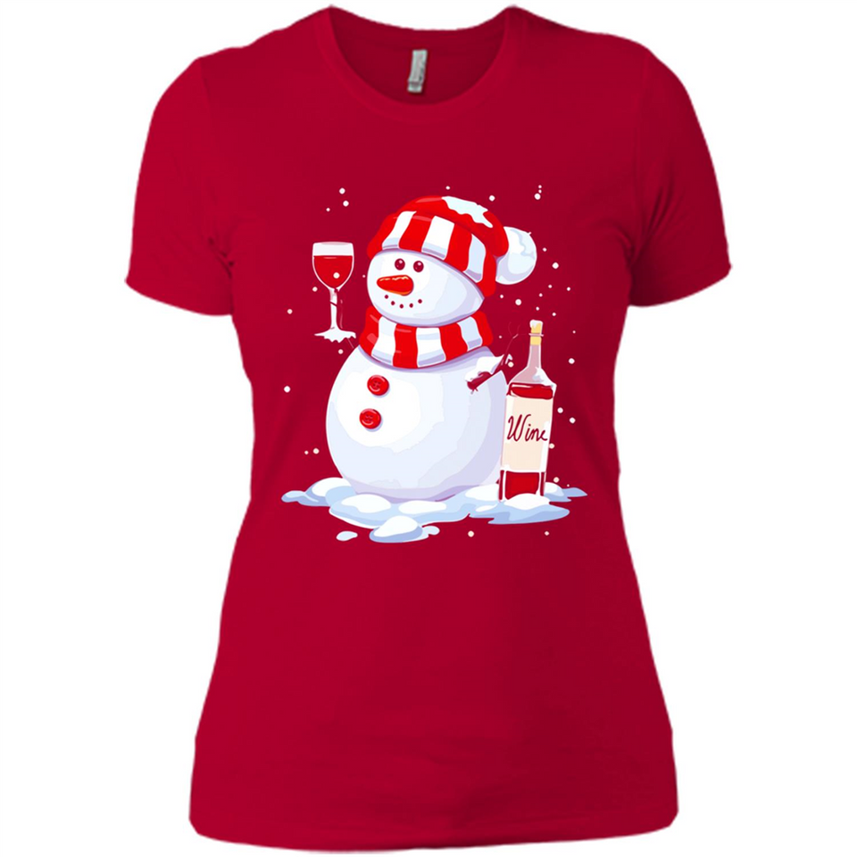 Cute Snowman drink Red Wine Christmas - Ladies' Boyfriend T-Shirt