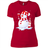 Cute Snowman drink Red Wine Christmas - Ladies' Boyfriend T-Shirt