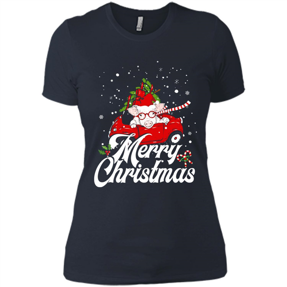 Merry Christmas Pig s - Ladies' Boyfriend T-Shirt