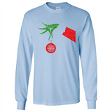 Funny Grinch Hand holding Firefighter ornament Christmas Sporty T-Shirt - Long Sleeve T-Shirt