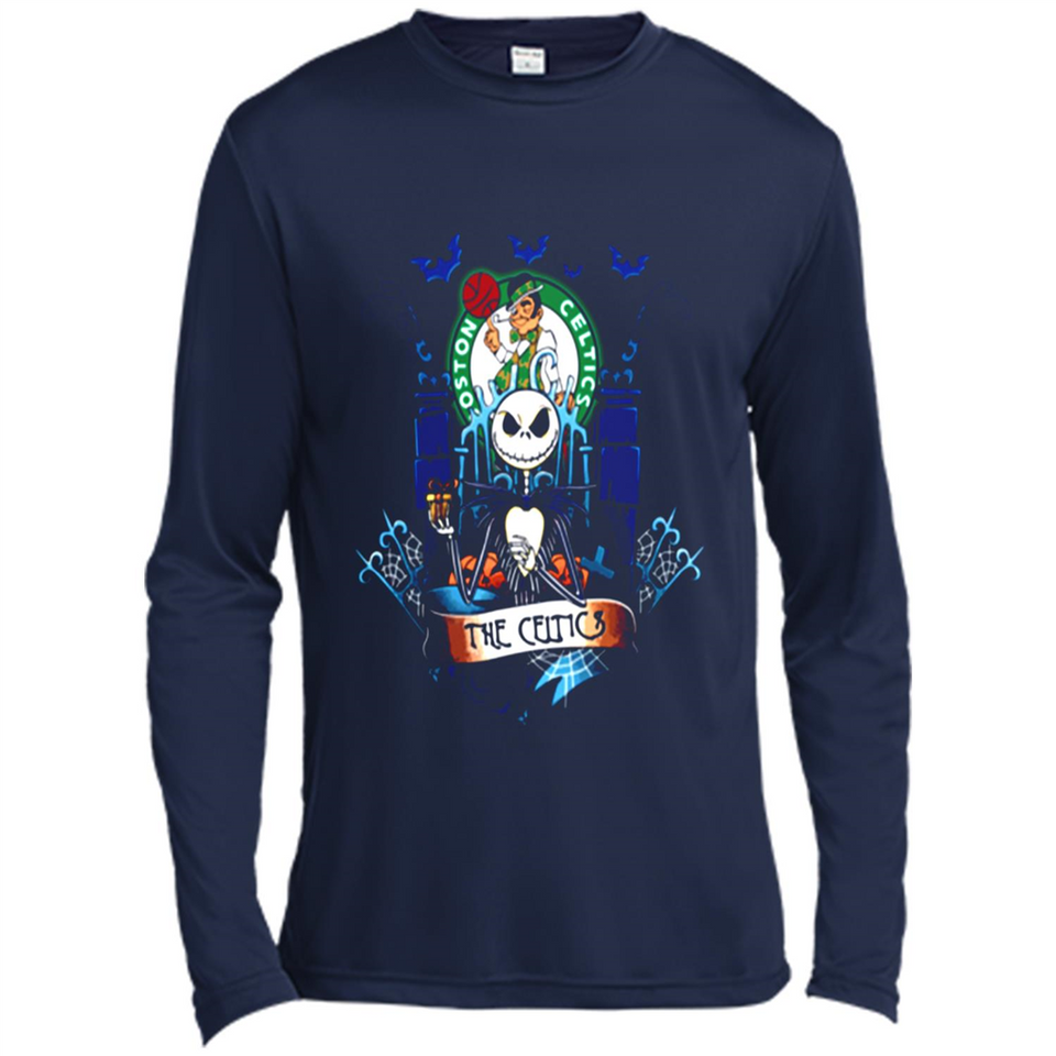 Boston Celtics Halloween The Nightmare Before Christmas - Canvas Long Sleeve T-Shirt