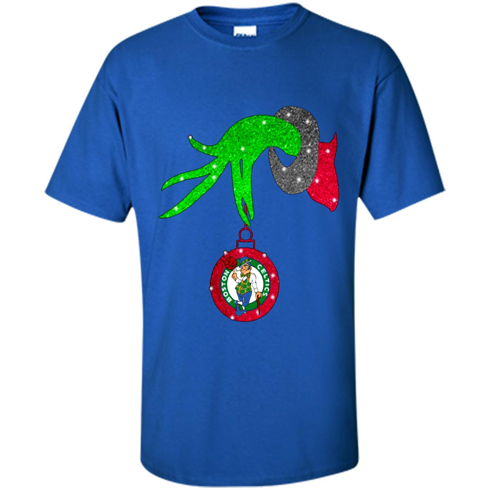 GRINCH HAND HOLDING BOSTON CELTICS NBA GLITTER CHRISTMAS PINGPONG