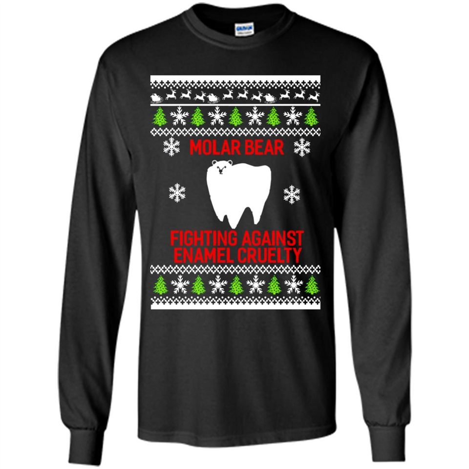 Molar bear fighting against enamel cruelty Christmas - Long Sleeve T-Shirt