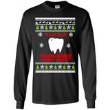 Molar bear fighting against enamel cruelty Christmas - Long Sleeve T-Shirt
