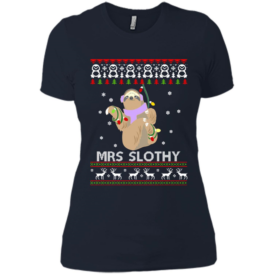 Mrs Slothy Christmas - Ladies' Boyfriend T-Shirt