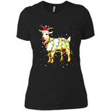 Christmas Lights Goat Wearing Santa Hat T-Shirt - Ladies' Boyfriend T-Shirt