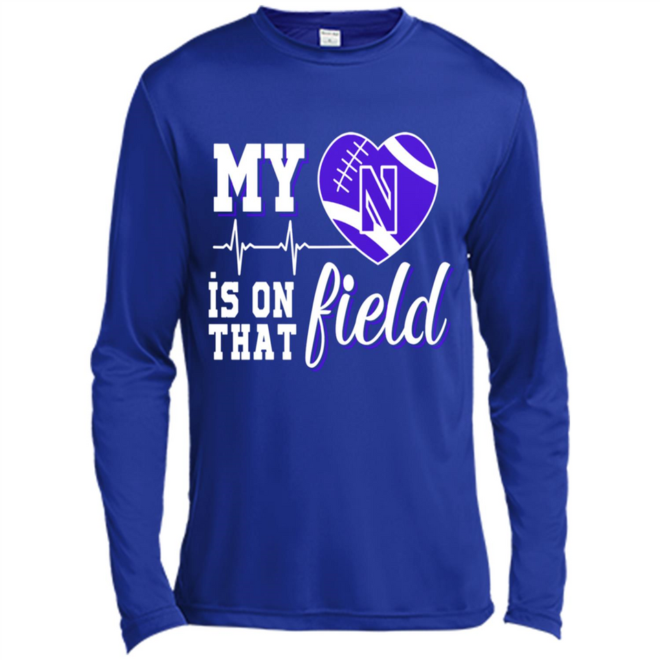 Northwestern Wildcats Football My Heart is on that Field - Canvas Long Sleeve T-Shirt