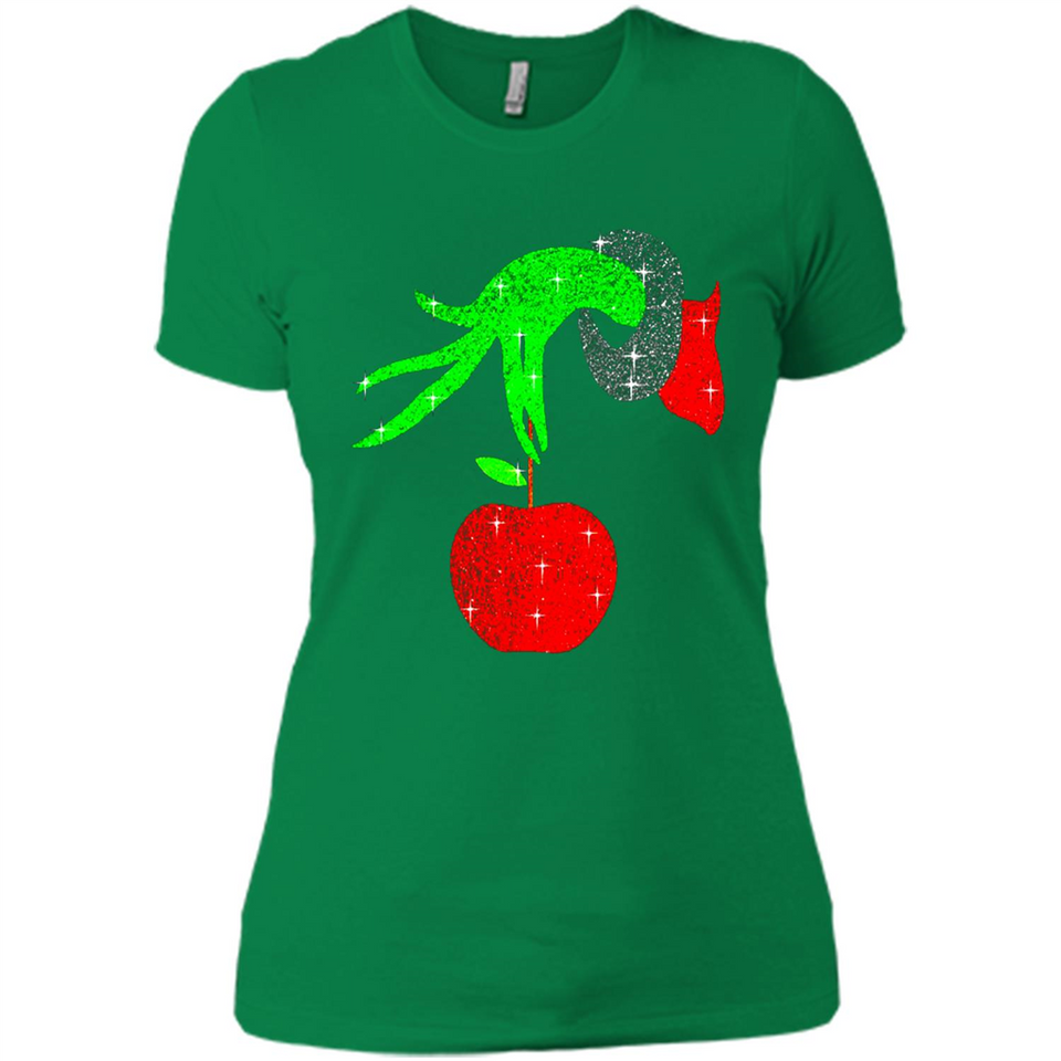 Christmas The Grinch Hand Holding Apple Ornament sweater - Ladies' Boyfriend T-Shirt