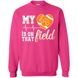 Clemson Tiger Paw Football My Heart is on that Field - Sweatshirt