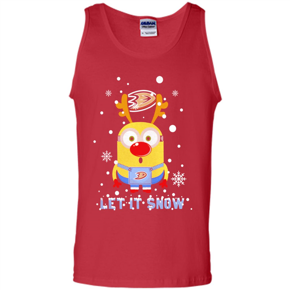 Minion Anaheim Ducks Ugly Christmas Sweater Let it Snow - Tank Top