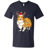 Christmas Lights Shetland Sheepdog Wearing Santa Hat Funny Xmas - Men's V-Neck