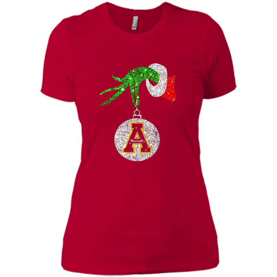 Funny Appalachian State Mountaineers Glitter Grinch Monogram Ornament Christmá - Ladies' Boyfriend T-Shirt