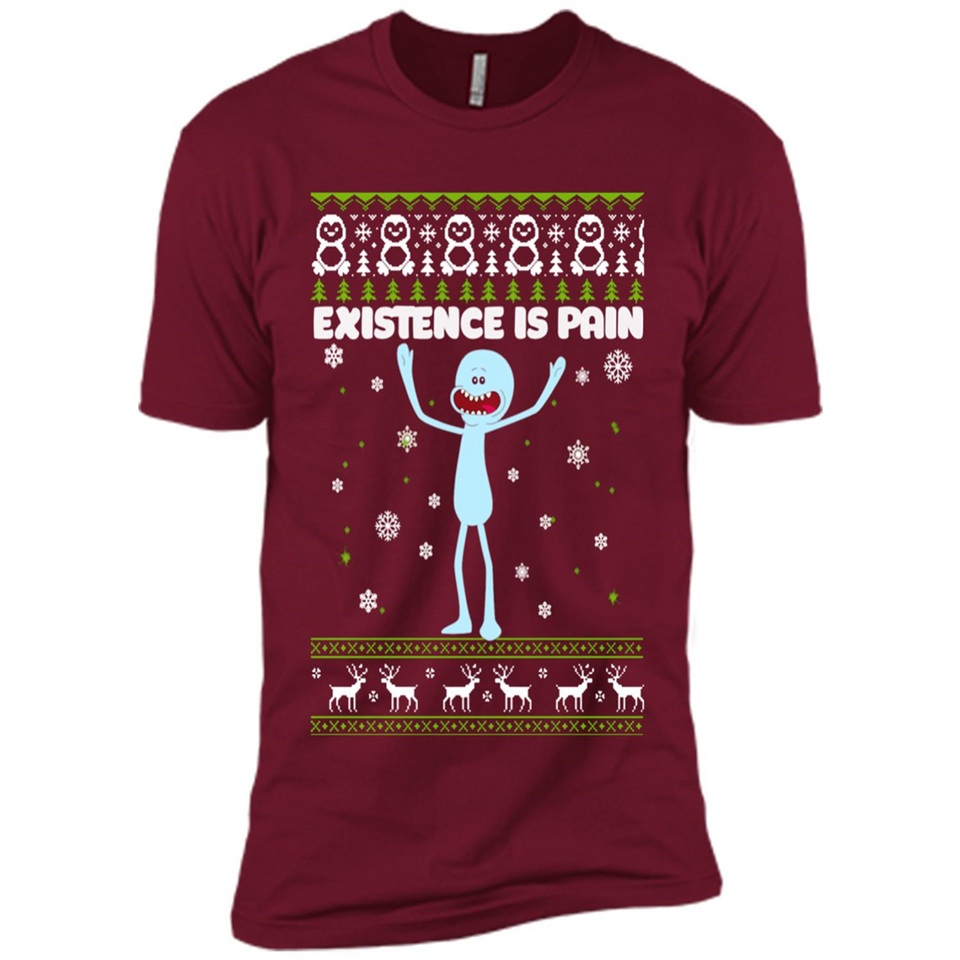 Mr Meeseeks Xistence Is Pain Ugly Christmas - Premium Short Sleeve T-Shirt