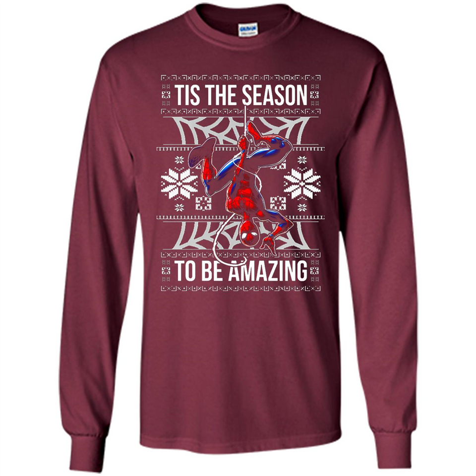 Marvel Spider Man Tis The Season To Be Amazing Ugly Christmas Mug PINGPONG - Long Sleeve T-Shirt