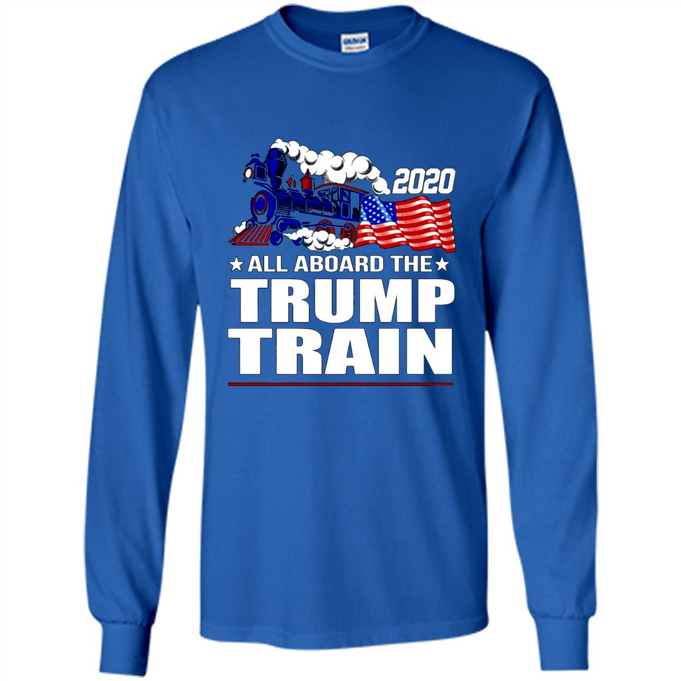 All Board The Trump Train 2020 Patriotic U.S Flag pingpong - Long Sleeve T-Shirt
