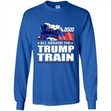 All Board The Trump Train 2020 Patriotic U.S Flag pingpong - Long Sleeve T-Shirt